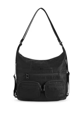 Lug Zipliner Convertible Hobo Bag Black Crossbody Nylon Travel Purse NWT - Image 1 of 4