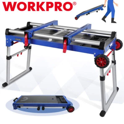 WORKPRO 4 en 1 inglete rodante portátil 42" soporte de sierra banco de trabajo mesa de trabajo plegable Foto 1 de 4