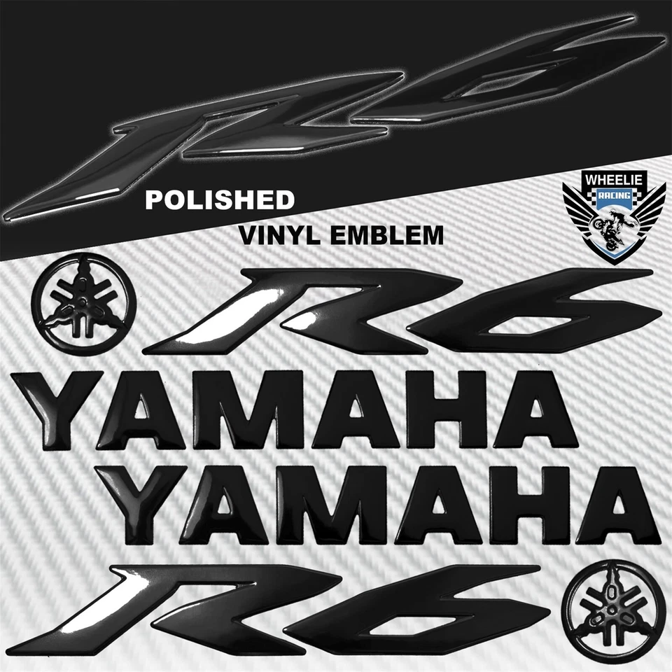 8" 3D FAIRING/GAS FUEL TANK YAMAHA LOGO EMBLEM+6" STICKER FOR YZF-R6/R6S BLACK - Image 1 of 4