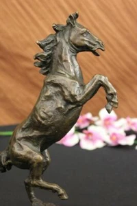 Rearing Horse Equestrian Artwork Bronze Marble Statue Sculpture Gift Home Decor - Picture 1 of 12