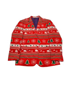 OppoSuits Men Size 44 Christmas Themed 2 Piece Suit Winter Wonderland  - Picture 1 of 6