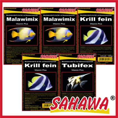 SAHAWA® 5x 100g Blister3 Sorten Mix Malawi +3 Mooskugeln Fischfutter Frostfutter SAHAWA