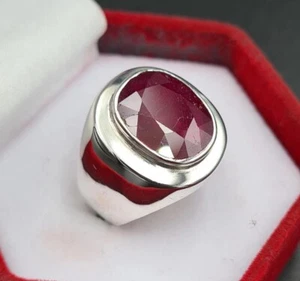 12 Carats Ruby Ring, Natural Ruby 925 Sterling Silver Yaqoot Ring For Men - Picture 1 of 4
