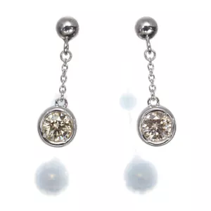 Brown Diamond 0.18ct/0.18ct Drop Earrings 18K 750 White Gold - Picture 1 of 4