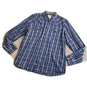 Levi's Western Style Long Sleeve Plaid Button Down Shirt LARGE - Picture 1 of 8