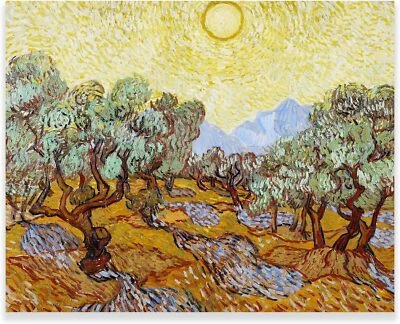 Pintura Vincent Van Gogh - Olivos con cielo amarillo y sol póster arte de pared Foto 1 de 4