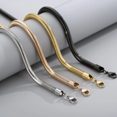 Collar de cadena de serpiente de acero inoxidable 316L plateado/oro/negro para hombre y mujer 5 mm/6 mm Foto 1 de 4
