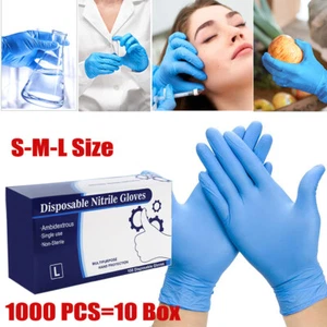 Blue Nitrile Medical Lab Gloves Powder Latex Free Food Grade Disposable Glove - Picture 1 of 13