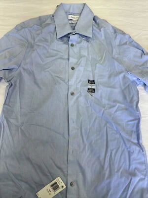 Camisa de vestir para hombre Calvin Klein 100 % algodón calce ajustado francesa lisa tiene una mancha Foto 1 de 4