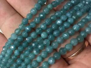 Natural 4mm Faceted Aquamarine Gems Round Loose Beads 15" AAA