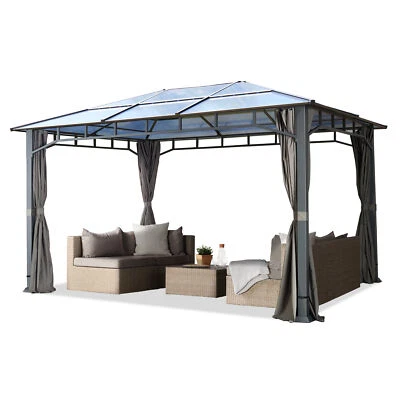 Pavillon 3x4 m Gartenpavillon ALU Gartenzelt mit Hardtop Dach Pergola Gazebo - Bild 1 von 4