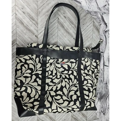 AMERICAN TOURISTER Large Floral Tote Travel Bag Zip Closure Black White - Image 1 of 4