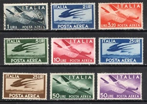 Italy Stamp Scott #C106-C114, Air Post, Plane / Swallows, Mostly MNH, SCV$40.00 - Picture 1 of 1