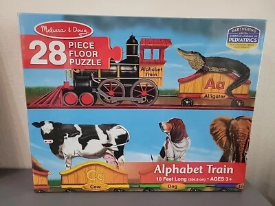 NEW! Melissa & Doug Alphabet Train 10' Floor Puzzle 28 Pieces Letters & Animals - Image 1 of 4