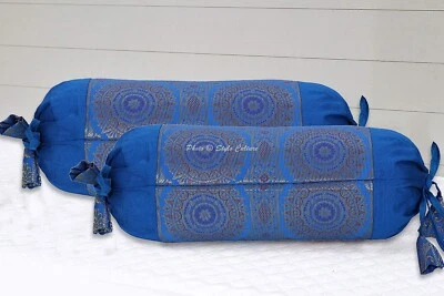 Art Decor Bolster Bolster Cover Brocade Jacquard Gypsy Cylinder Pillow For Neck - Image 1 of 4