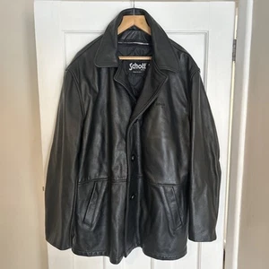 Chaqueta Abrigo Vintage Retro Schott NYC Cuero Negro Pesado 112J Talla EE. UU. 48 - Imagen 1 de 17