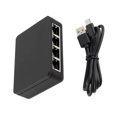 1 TO 4 Ways 1000Mbps RJ45 LAN Network Splitter Adapter With USB Power Cable - Image 1 of 4