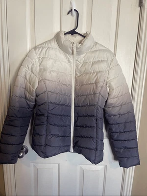 Zyia Active Womens Purple Ivory Blanca Peak Ombre Puffer Jacket Coat Size Medium - Image 1 of 4