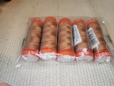 New - SEWING THREAD LOT- 5 Small Spools-Aurifil Cotton 50wt Brown #2335 - Image 1 of 2