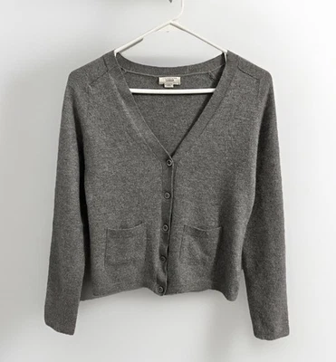 LANDS' END Canvas Womens Cashmere Cardigan Size S Gray Button Front V-Neck - Image 1 of 4