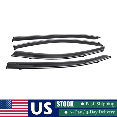 Wind Deflector For Honda Accord 2013-2017 Clip on 4pcs w/ Chrome Trim 4x Smoke Foto 1 de 4