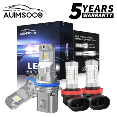 适用于日产 Xterra 2005 - 2015 LED 车头灯组合 9007 高/低光束 + H11 雾灯 — 第 1/4 张图片