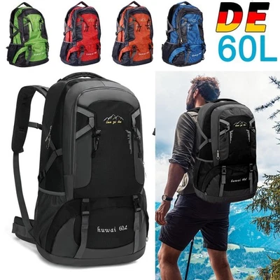60L Rucksack Wasserdicht Wanderrucksack Trekking Reiserucksack Herren&Damen Groß - Bild 1 von 4