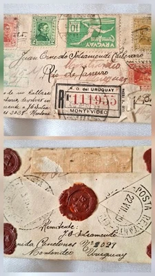 1929 Uruguay Registered Cover-Centenario Stadium Fundation Day-Airmail C27 Inv - Изображение 1 из 4
