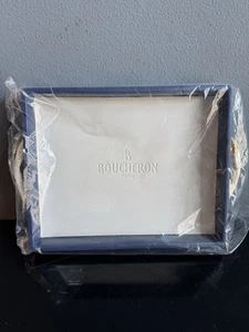NEW BOUCHERON Paris Faux Leather Jewelry Tray Navy Blue Gold Handles 10" X 8" - Picture 1 of 4