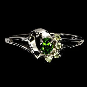 925 Sterling Silber Ring Ovaler Chrome Diopsid 4x3mm Peridot Edelstein Schmuck 8 - Bild 1 von 14