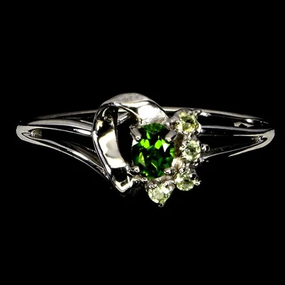 925 Sterling Silber Ring Ovaler Chrome Diopsid 4x3mm Peridot Edelstein Schmuck 8 - Bild 1 von 4