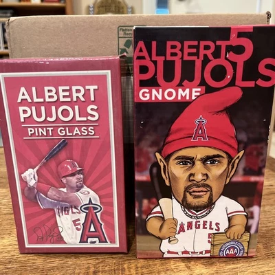 Lot of 2 Albert Pujols Angels Stadium GIveaways Gnome and Pint Glass Not Opened - Image 1 of 4