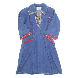 Girls Day Dress Blue Denim Midi 9-10Y - Picture 1 of 6