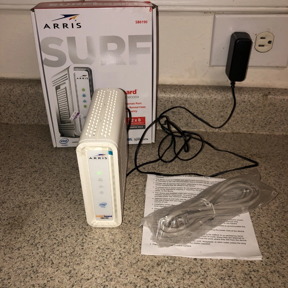 ARRIS SURFboard sb6190 docsis 3.0 cable modem 1.4 Gbps 32x8 Channels With Box. - Image 1 of 4