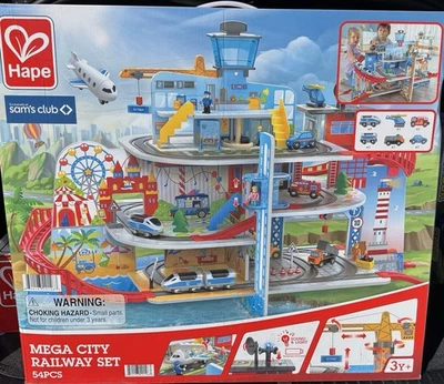 Hape Mega City Railway Playset - 5-Story Train & Vehicle Set Exclusive - Image 1 of 4