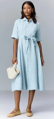 Polo Ralph Lauren синий подпоясанный льняной трапециевидная рубашка платье размер 6 Рекомендуемая розничная цена производителя $268 пятно на - Изображение 1 из 4