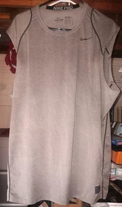 Nike Pro Combat Dri-FIT Tank Top Gray Fitted Athletic Gym Shirt Men's Size 2XL - Picture 1 of 6