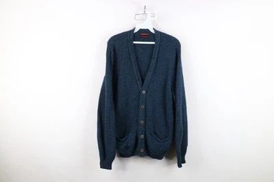 Vtg 70s Streetwear Mens M Rainbow Fleck Shetland Wool Knit Cardigan Sweater USA - Image 1 of 4