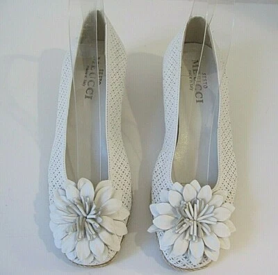Sesto Meucci Mae White Perforated Leather Demi Wedge Pump Yute Size 5 M SOLD OUT - Image 1 of 4