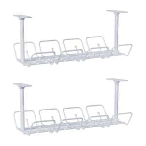 2 Sets Wire Storage Rack Office Cable Organizer under Desk Hanging Shelf for - Afbeelding 1 van 12