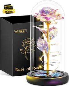 Glass Rose Mothers Day Flower Gifts for Mom from Daughter Son, Birthday Gifts fo - Picture 1 of 9