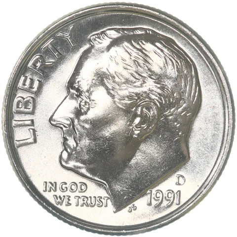 1991 D Roosevelt Dime Choice BU US Coin Cover