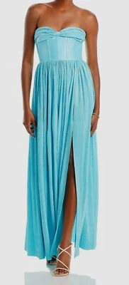 $750 Bronx & Banco Women's Blue Florence Metallic Strapless Gown Dress Size XL - Image 1 of 3