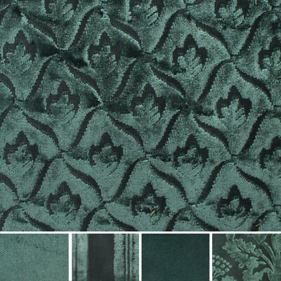 Tessuto Tappezzeria Velluti Ciniglia Arredo Casa  Divano Poltrone Verde H 140 Cm - Immagine 1 di 4