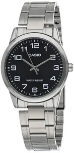 Casio Men's Standard Stainless Steel Wristwatch, Easy Reader Black Dial - Picture 1 of 5