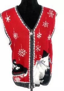 Gilet vintage Susan Bristol maglione tasca anteriore con cerniera taglia L - Foto 1 di 7