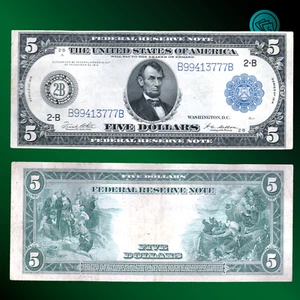 1914 $5 Five Dollars Federal Reserve Note NEW YORK, VF+/XF, 13777 - Picture 1 of 1