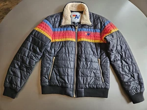 Aviator Nation 5-Stripe Sherpa Black Puffer Jacket; Size Small; Made in USA! - Picture 1 of 15