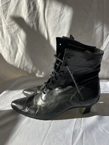 Vintage 90’sDOLCIS Shoes Women's 5.5 M Black Leather Ankle Boots Booties Lace Up - Picture 1 of 5