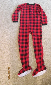 Carter’s - Boys - Size 14 - Black Red Buffalo Check Footed Pajamas - One Piece - Picture 1 of 8